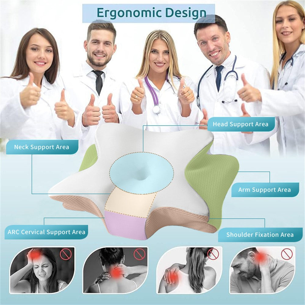 Large Size 65x45x15cm Butterfly Shape Memory Foam Pillow with Removable Cover Ergonomic Cervical Support Neck Pillo