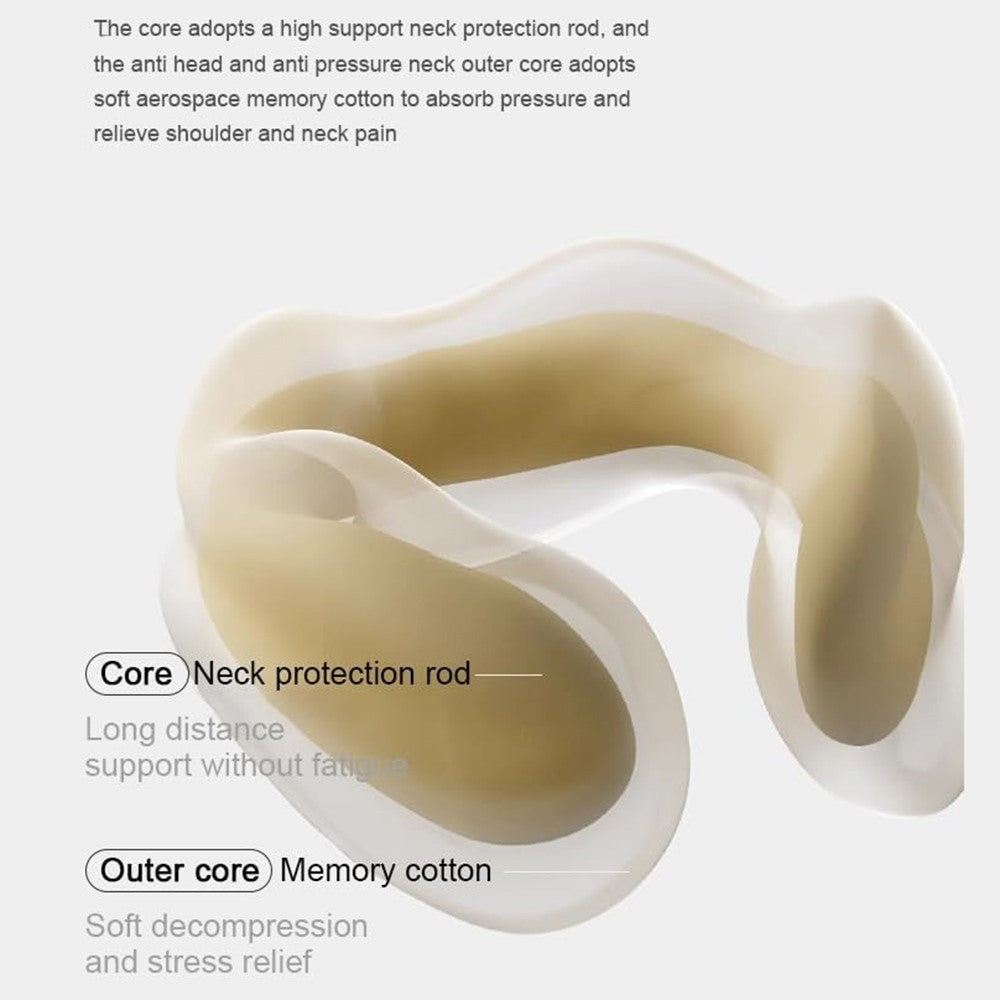 27x25x14cm Plus Size Memory Foam U-Shaped Travel Pillow Portable Neck Support Pillow with Storage Bag for Airplane Office