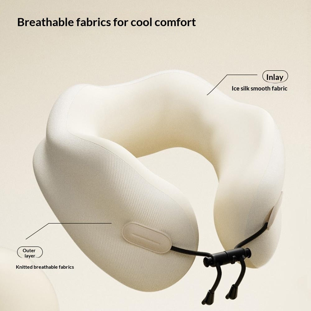 27x25x14cm Plus Size Memory Foam U-Shaped Travel Pillow Portable Neck Support Pillow with Storage Bag for Airplane Office