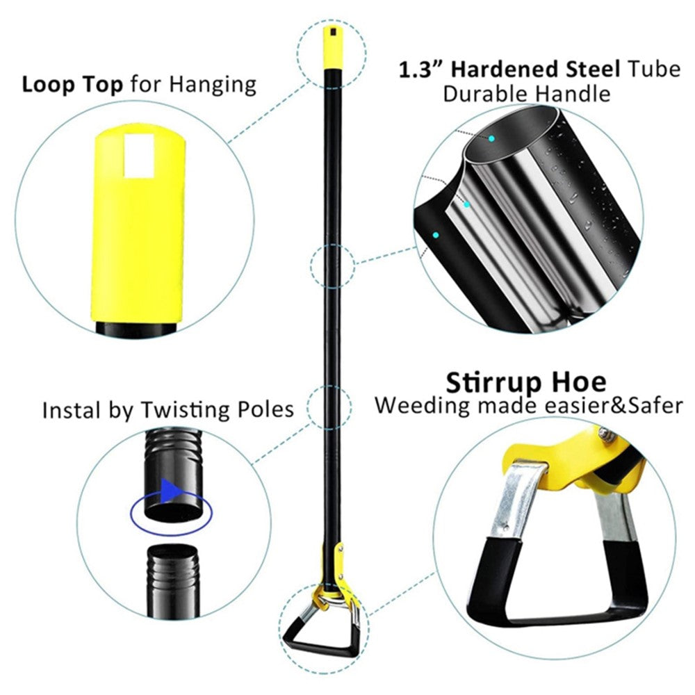 MYL-10 2.4m 6-Section Long Handle Hoe Garden Tool Loop Stirrup Hoe Scuffle Hoe for Weeding Gardening