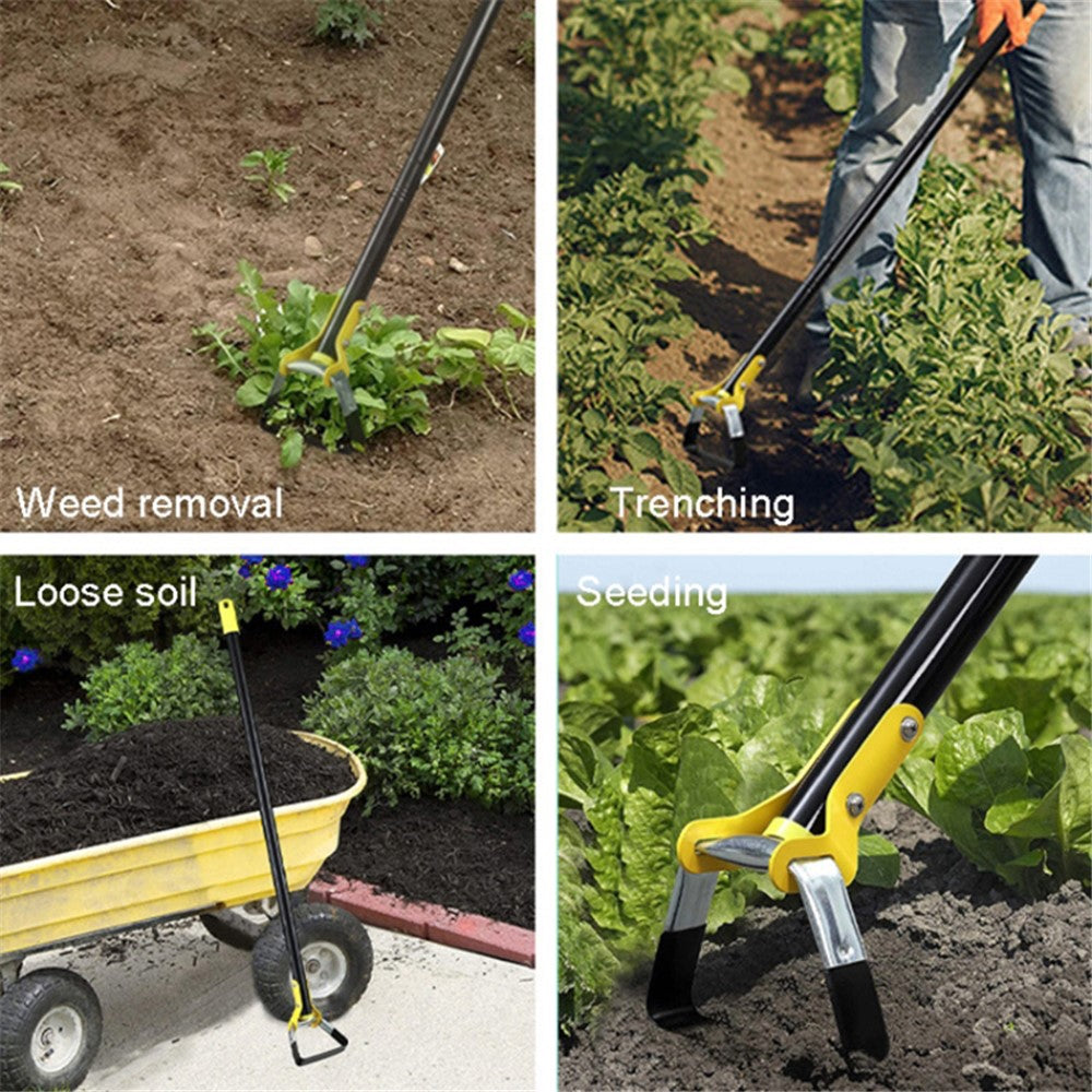 MYL-10 2.4m 6-Section Long Handle Hoe Garden Tool Loop Stirrup Hoe Scuffle Hoe for Weeding Gardening