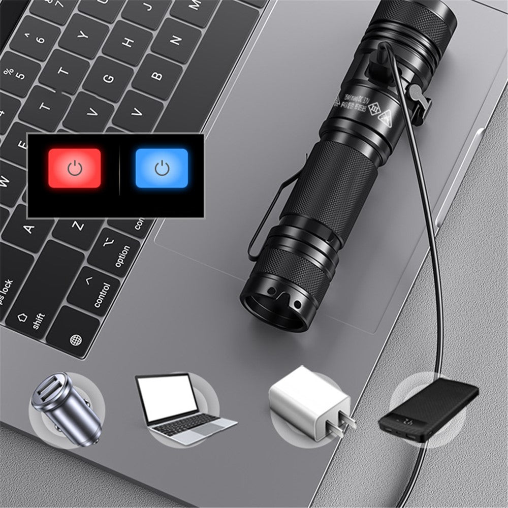 SUPERFIRE A12 Handheld Flashlight 15W Adjustable Focus Waterproof Drop Resistant with 5 Modes for Outdoor Emergency Use (without Battery)