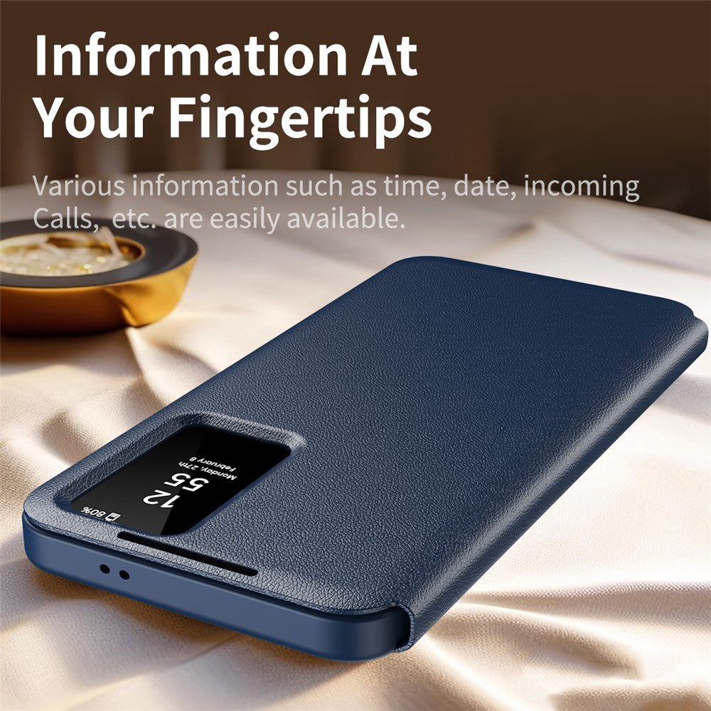 Leder Hülle mit Sichtfenster und Kartenfach für Samsung Galaxy S25