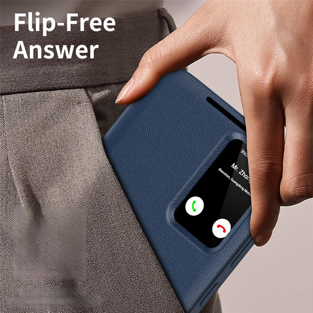 Leder Hülle mit Sichtfenster und Kartenfach für Samsung Galaxy S25