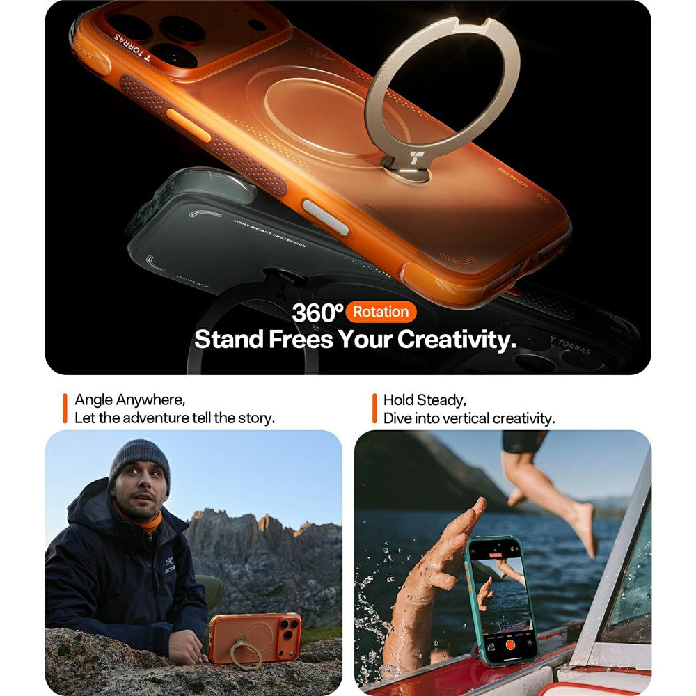 TORRAS Ostand Q3 Air Series Hülle für iPhone 17 Pro Max mit MagSafe Ständer, stoßfest PC+TPU