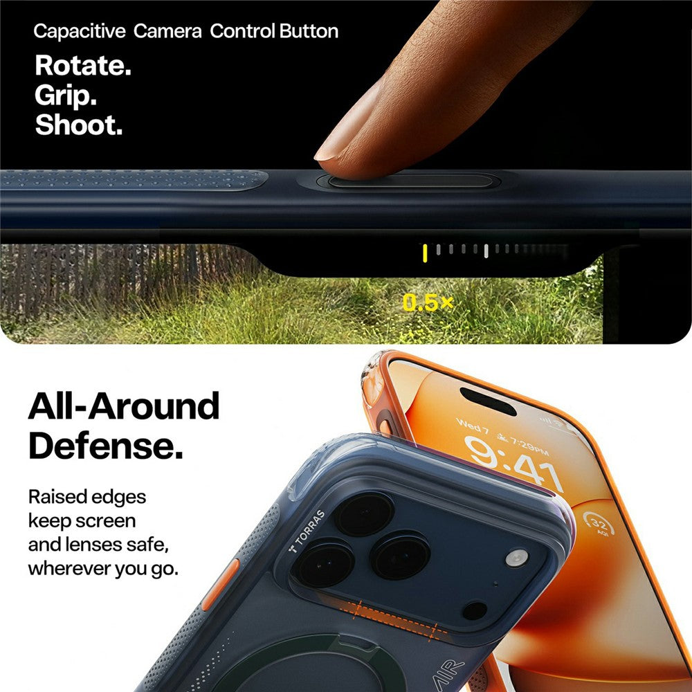 TORRAS Ostand Q3 Air Series Case für iPhone 17 Pro mit MagSafe Kickstand, stoßfest