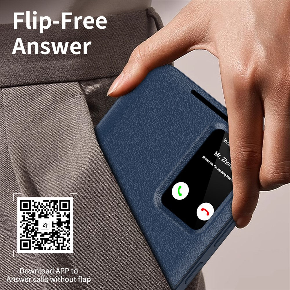 For Samsung Galaxy S26+ Hülle mit Kartenfach & Smart View Fenster aus Leder