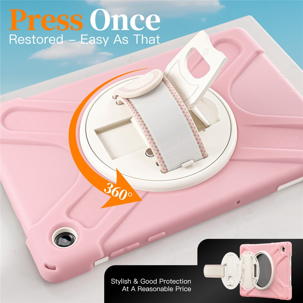 For Samsung Galaxy Tab A11+ Kickstand Case TPU PC Silicone Tablet Cover with Shoulder Strap