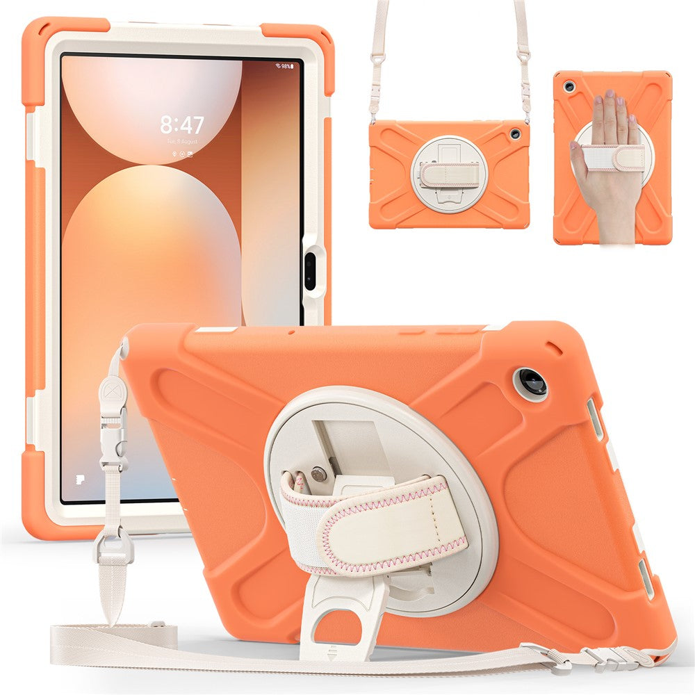 For Samsung Galaxy Tab A11+ Kickstand Case TPU PC Silicone Tablet Cover with Shoulder Strap