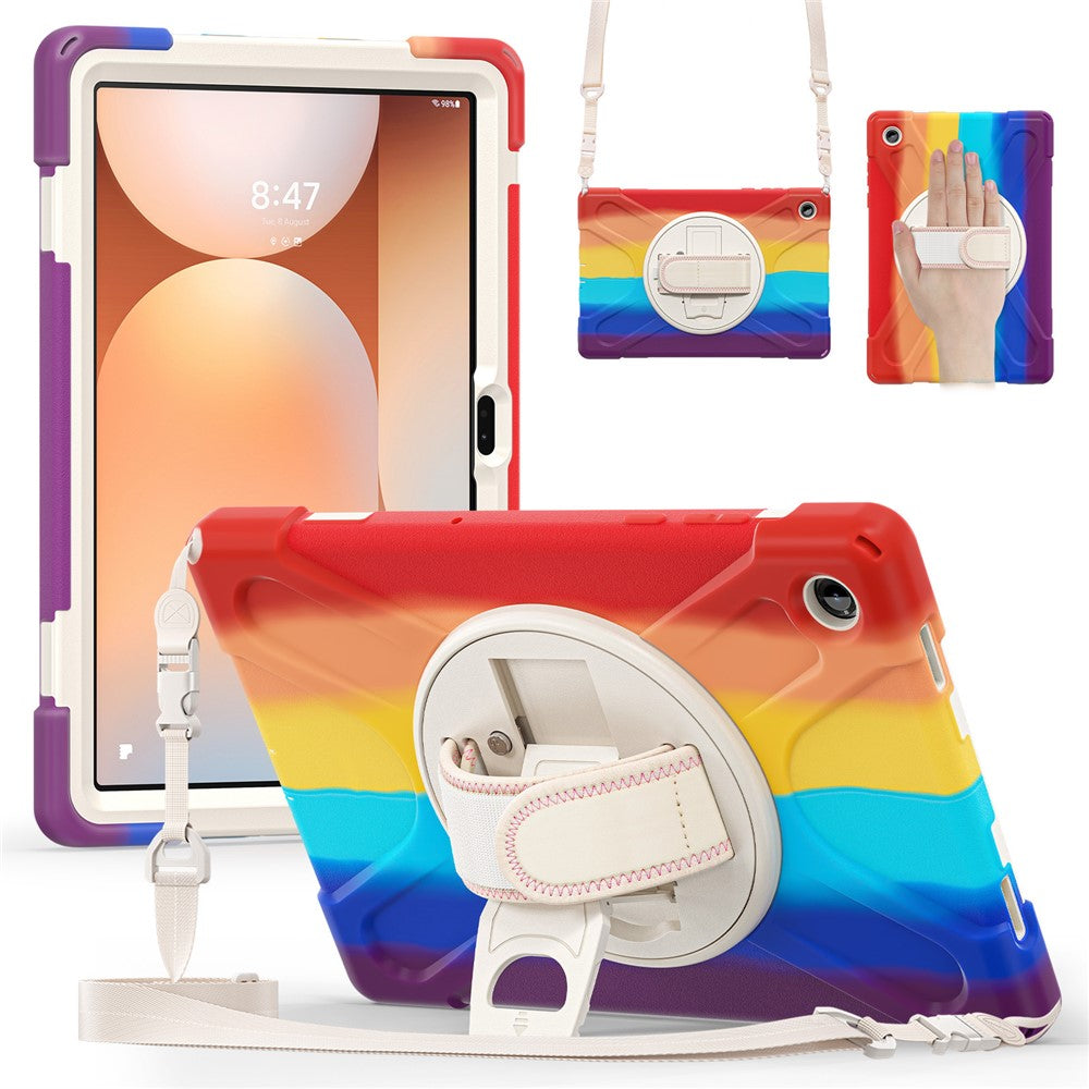 For Samsung Galaxy Tab A11+ Kickstand Case TPU PC Silicone Tablet Cover with Shoulder Strap