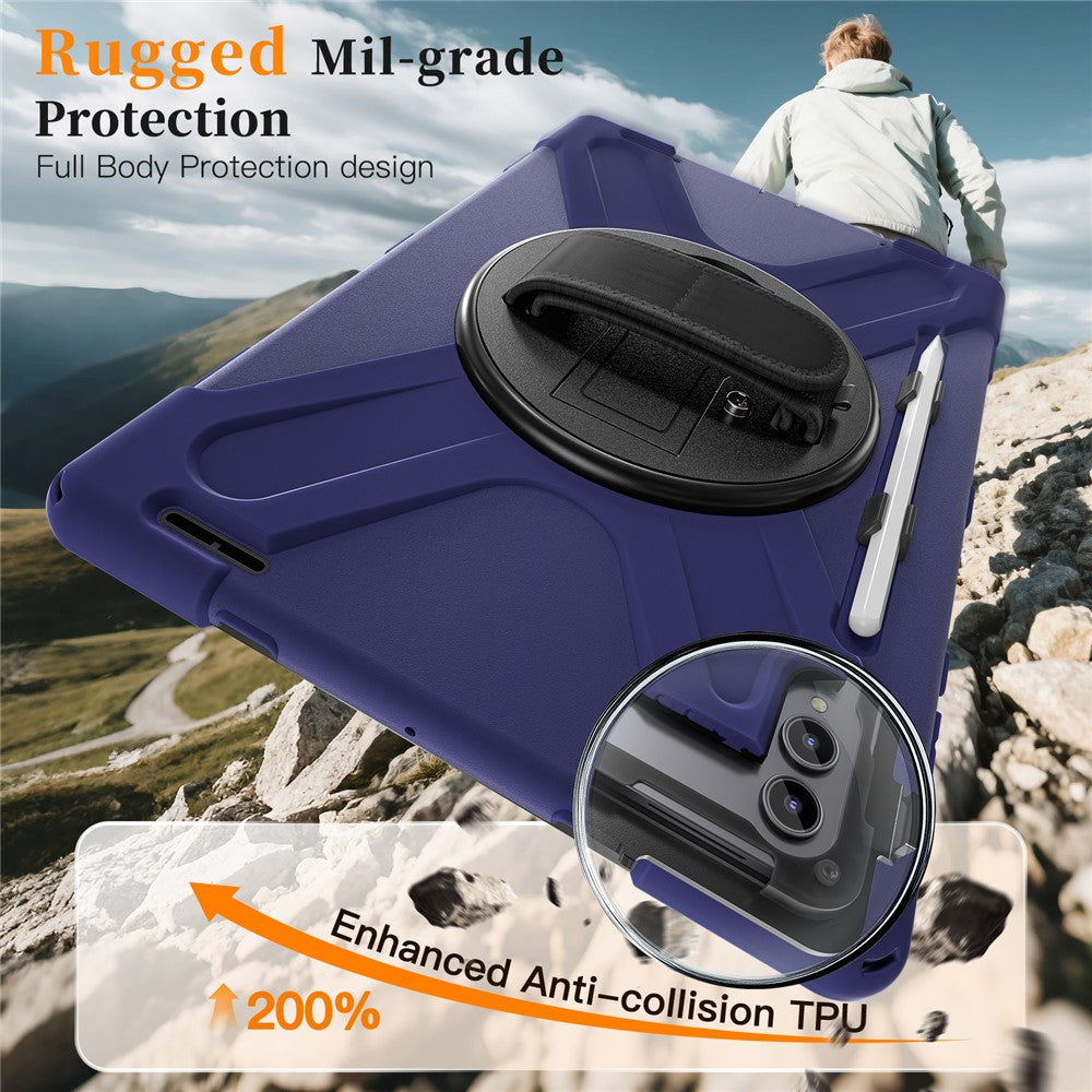 For Samsung Galaxy Tab S11 Ultra Kickstand Case TPU PC Silicone Tablet Cover with Shoulder Strap