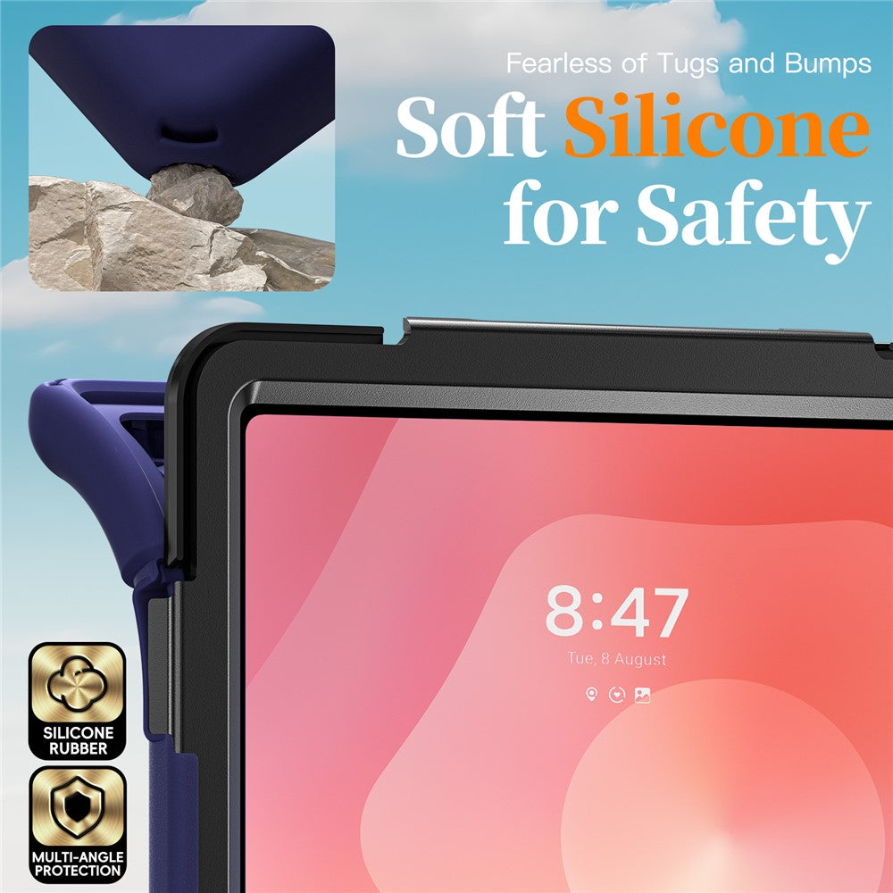 For Samsung Galaxy Tab S11 Ultra Kickstand Case TPU PC Silicone Tablet Cover with Shoulder Strap