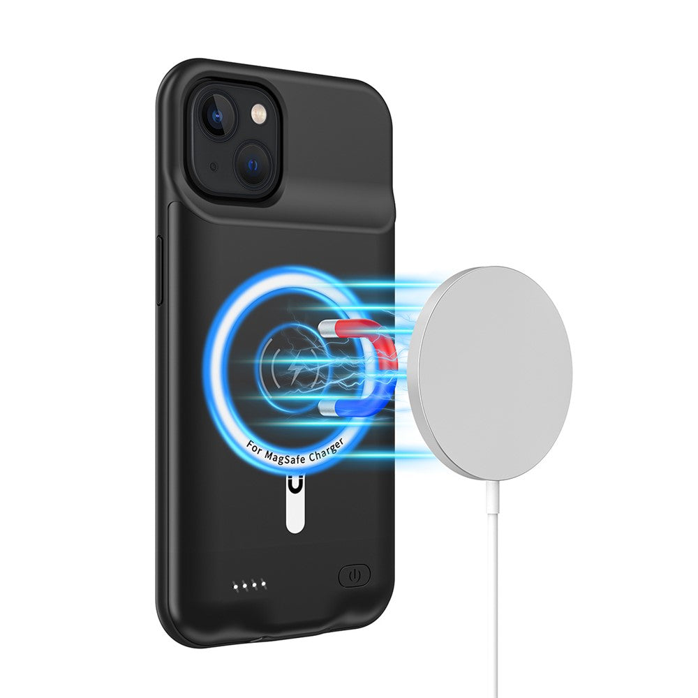 B98 For iPhone 13 6.1 inch 7000mAh Rechargeable Extended Battery Charging Case Compatible with MagSafe Wireless Charger (Support Audio)
