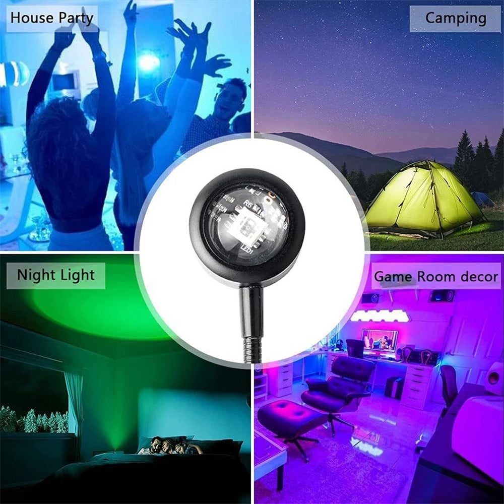 R13 Romantic Sunset Projector Lamp USB Atmosphere Lamp LED Night Light for Bedroom Coffee Store, 7 Colors