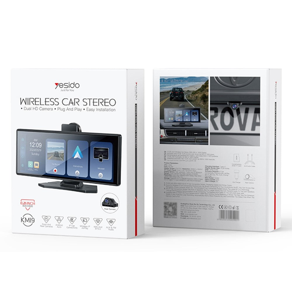 YESIDO KM19 10,26 Zoll Touchscreen Auto Radio mit CarPlay, Fahrrekorder & Rückfahrkamera (32GB Karte)