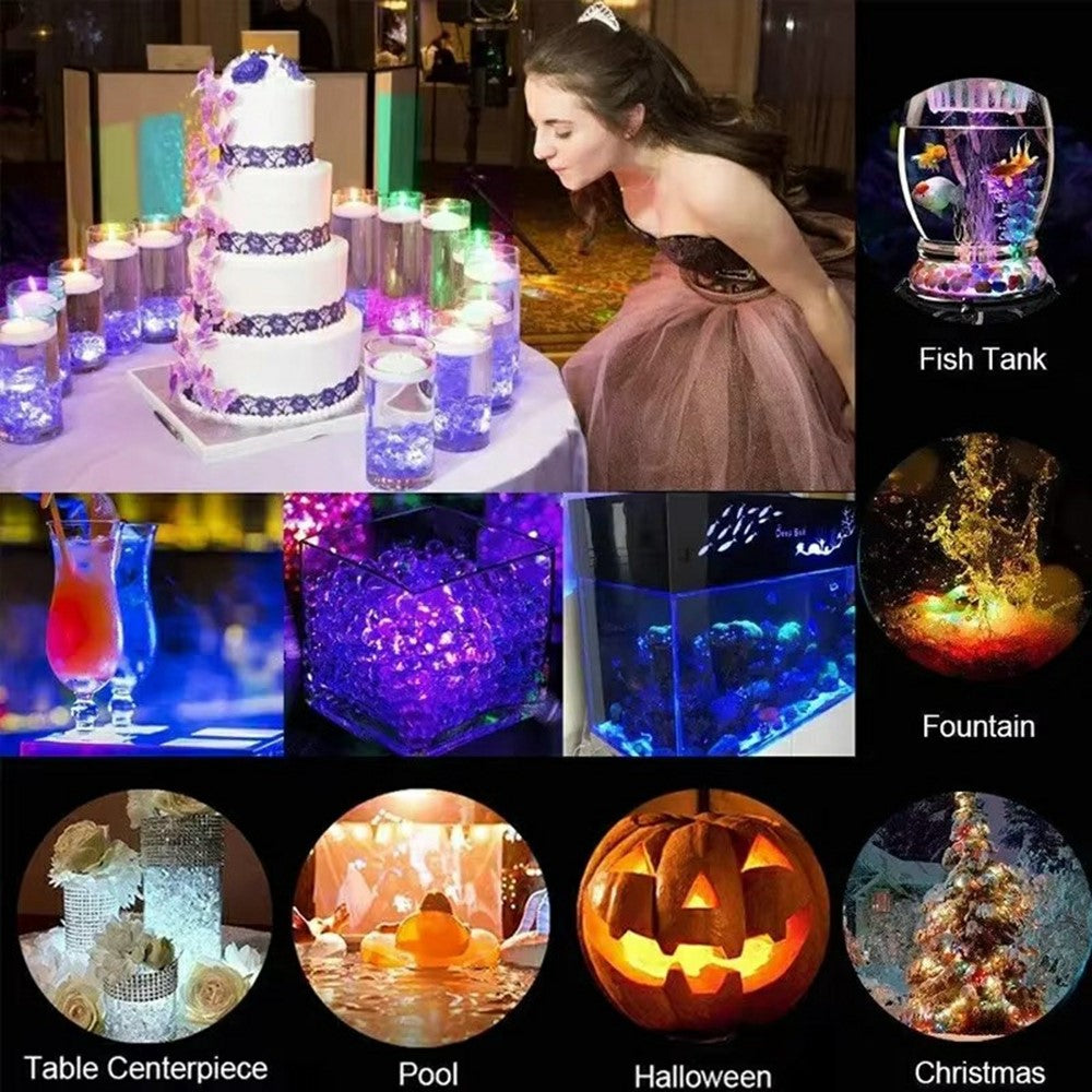 10Pcs RGB LED Underwater Light 16 Colors Fish Tank Decorative Light IP68 Waterproof Submersible Pool Lamp with Remote