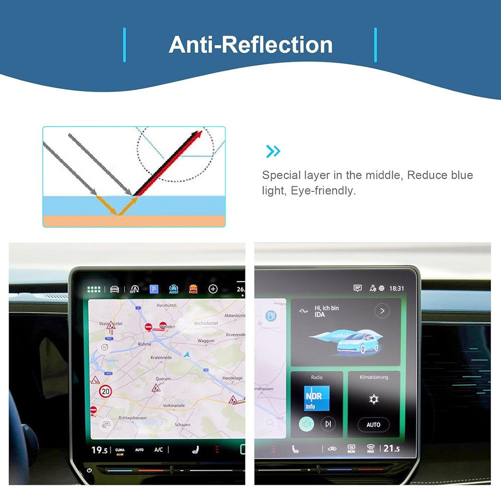 Displayschutzfolie für ID.4X / ID.6X 2021-2024 12 Zoll Navigation – 9H Härte, HD Klar, Gehärtetes Glas