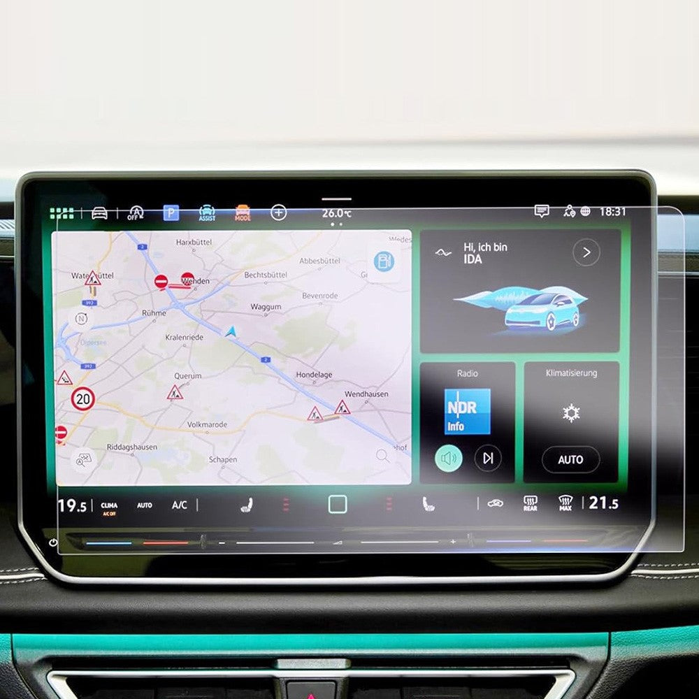 Displayschutzfolie für ID.4X / ID.6X 2021-2024 12 Zoll Navigation – 9H Härte, HD Klar, Gehärtetes Glas