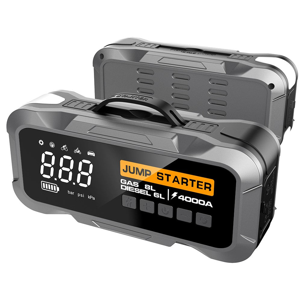 CY97 8000mAh Car Jump Starter with Air Compressor 150PSI Tire Inflator with LED Emergency Light