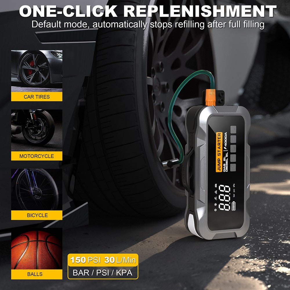 CY97 10000mAh Starthilfe & Kompressor 150PSI mit LED-Notlicht