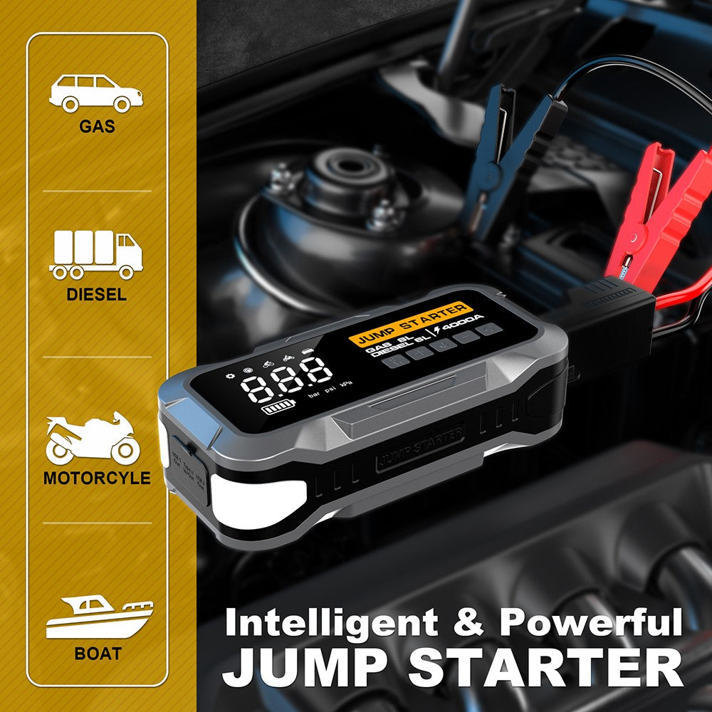 CY97 10000mAh Starthilfe & Kompressor 150PSI mit LED-Notlicht