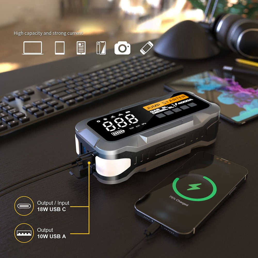 CY97 10000mAh Starthilfe & Kompressor 150PSI mit LED-Notlicht