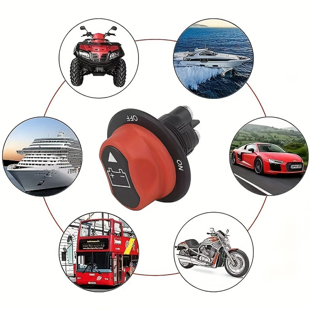200A Batterietrennschalter für Marine, Yacht, Auto – Schwarz, Drehschalter zum Stromabschalten für Boote, Wohnmobile, LKW, Motorräder