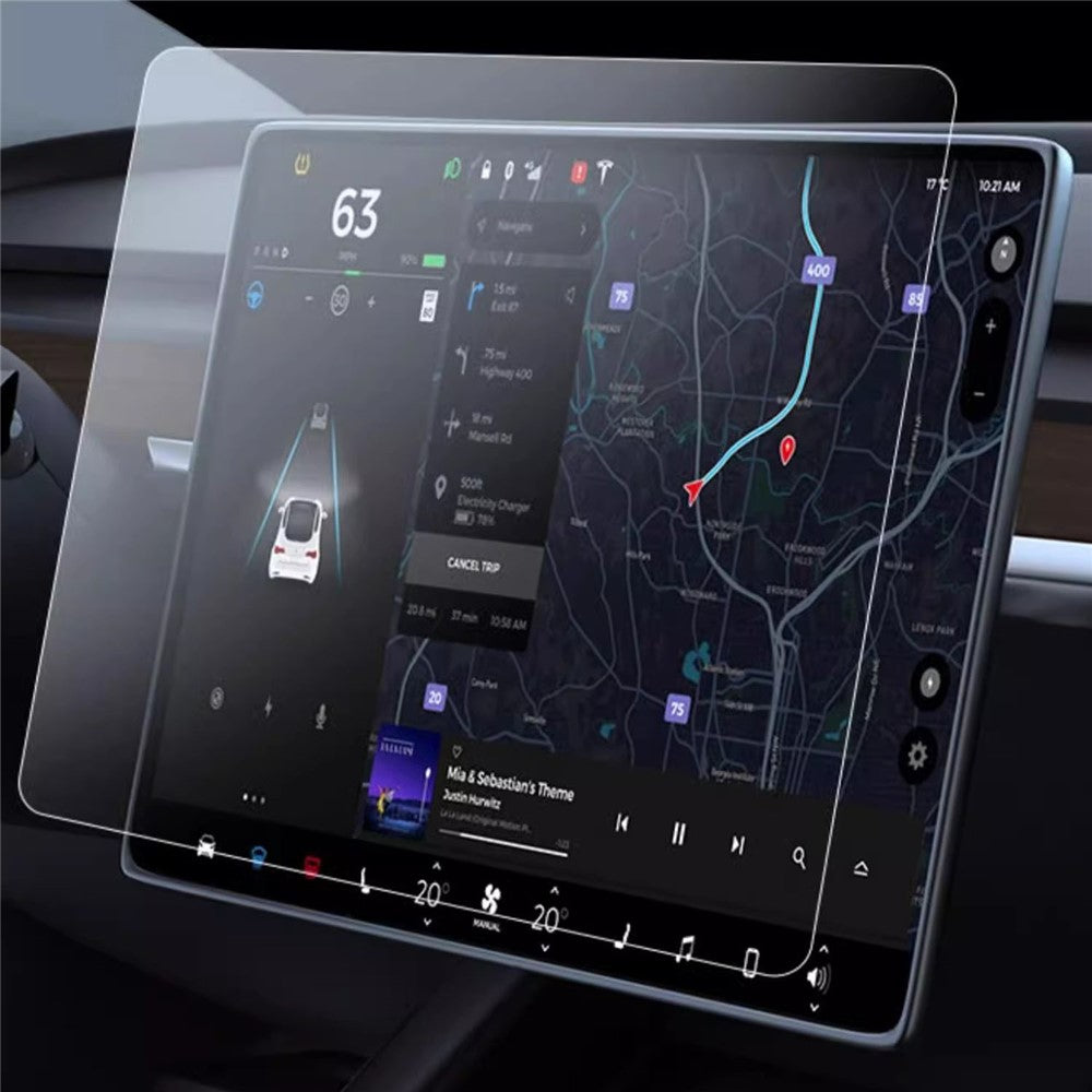 For Tesla Model Y 2025 / Model 3 2023-2025 Central Console Film Full Screen Clear Electroplated Tempered Glass Protector 15.4 Inches (34 x 22.5CM)