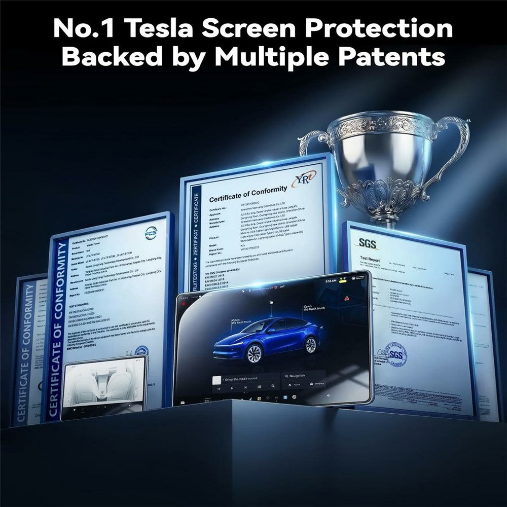 Panzerglas-Set für Tesla Model Y (2020-2025) & Model 3 (2017-2023) – Mittelkonsole & Rückspiegel Schutzfolie