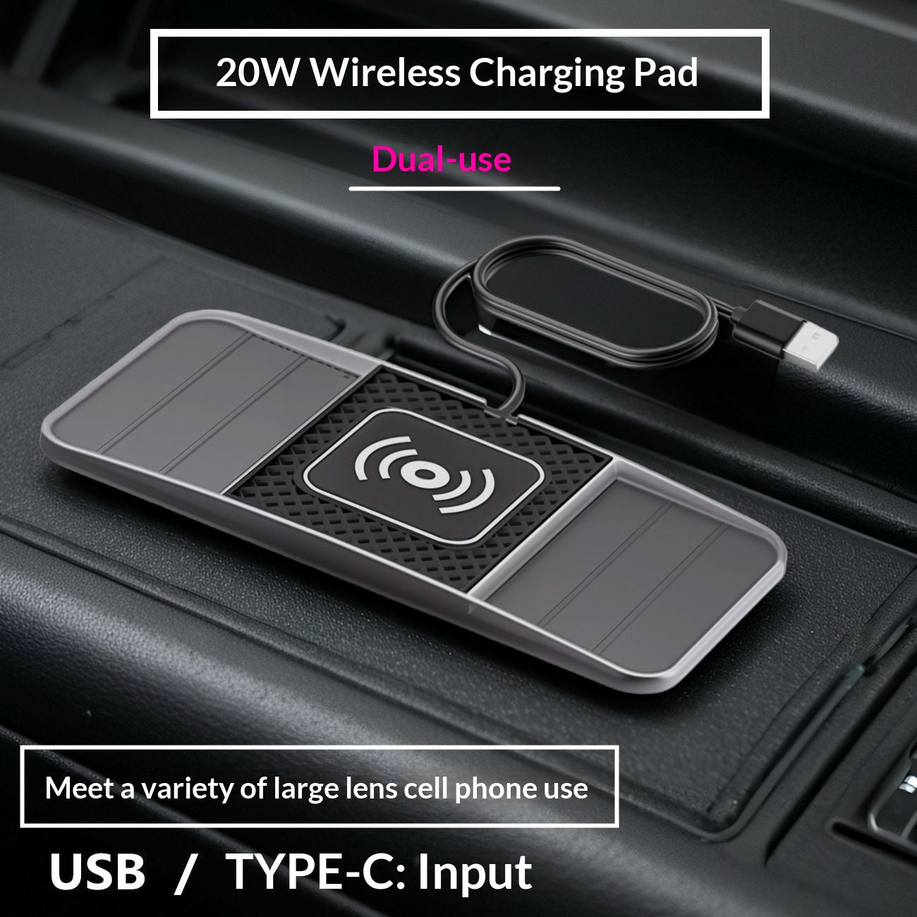 20W Schnelllade-Auto-Ladepad mit Anti-Rutsch-Matte – Universal Handyhalterung