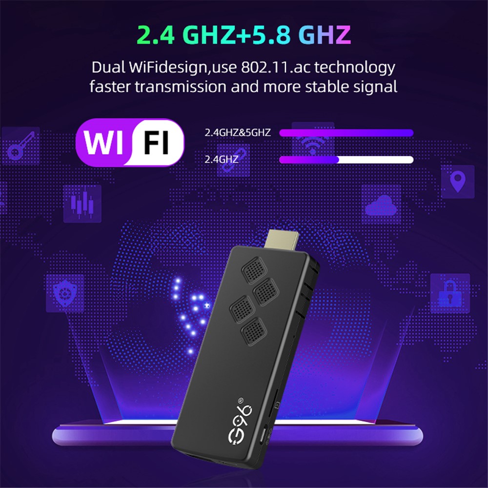 G96 ATV 8K Voice Remote Control TV Stick Android14 2.4G / 5G Dual-Band WiFi BT5 Media Player, 2GB+16GB