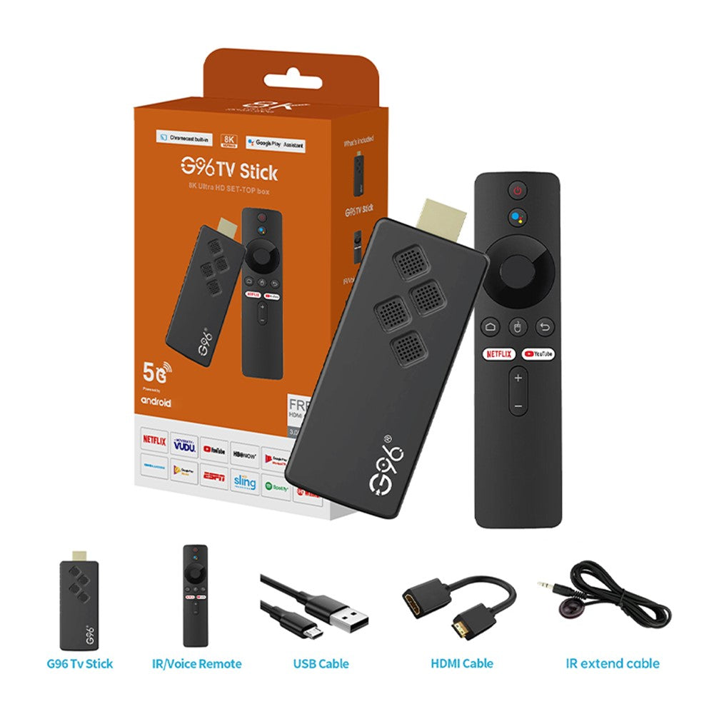 G96 ATV 8K Voice Remote Control TV Stick Android14 2.4G / 5G Dual-Band WiFi BT5 Media Player, 2GB+16GB