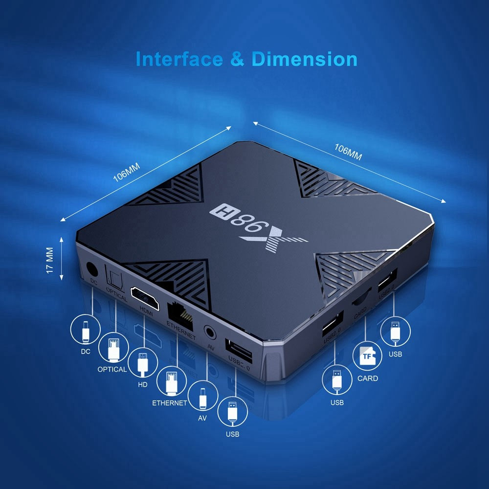 X98H Android 12.0 Smart TV Box Allwinner H618 Dual-Band Wifi6 2.4G / 5G WIFI HD 4K Media Player (2G+16G)