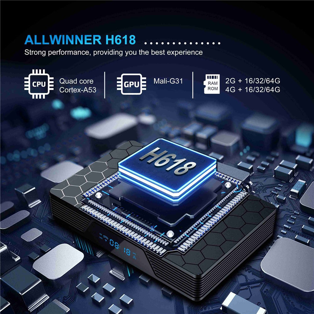 X98H Pro Smart TV Box Allwinner BT5 Android 12 2.4G / 5.8G Dual-Band WiFi6 1000M Ethernet Media Player 6K Video Output (4G+32G)