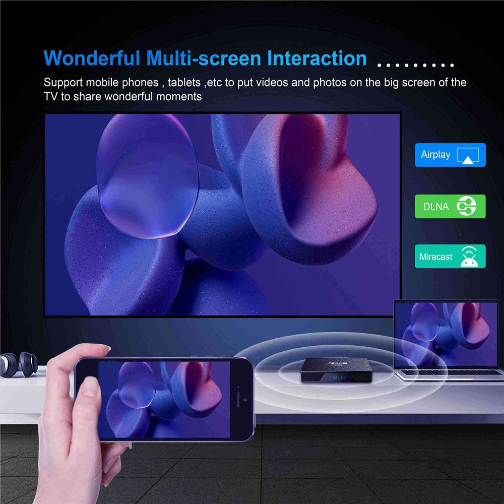X98H Pro 2.4G / 5.8G Dual-Band WiFi6 Android 12 Smart TV Box Allwinner H618 1000M Ethernet Quad-Core 6K Video Output Media Player (4G+64G)