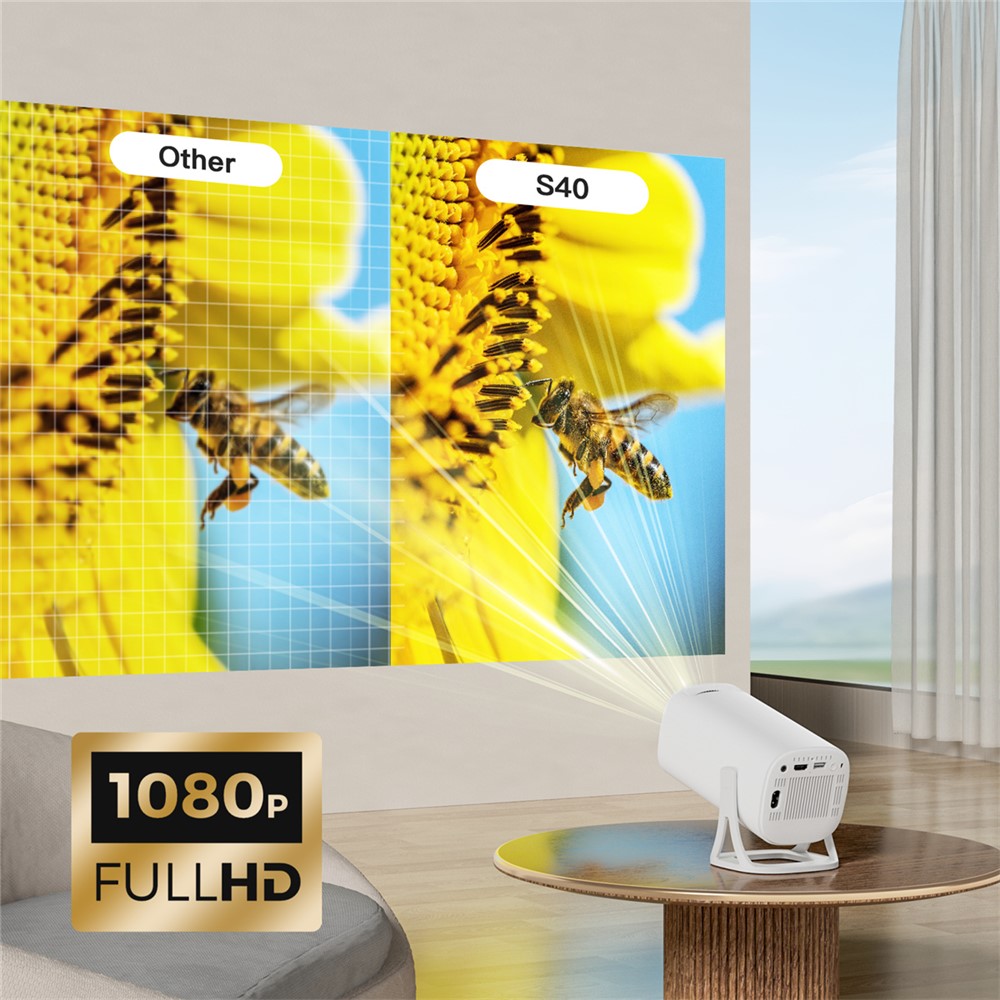 S40 1024*600P Android 11 WiFi6 Bluetooth-compatible Smart Projector Home Theater Projector Support 4K Video