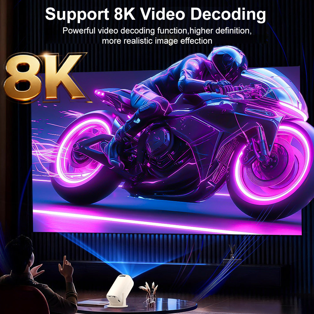 V5 Smart Video Projector Android 14 Automatic Keystone Correction WiFi / Bluetooth-compatible Mini Home Theater, 1+8GB
