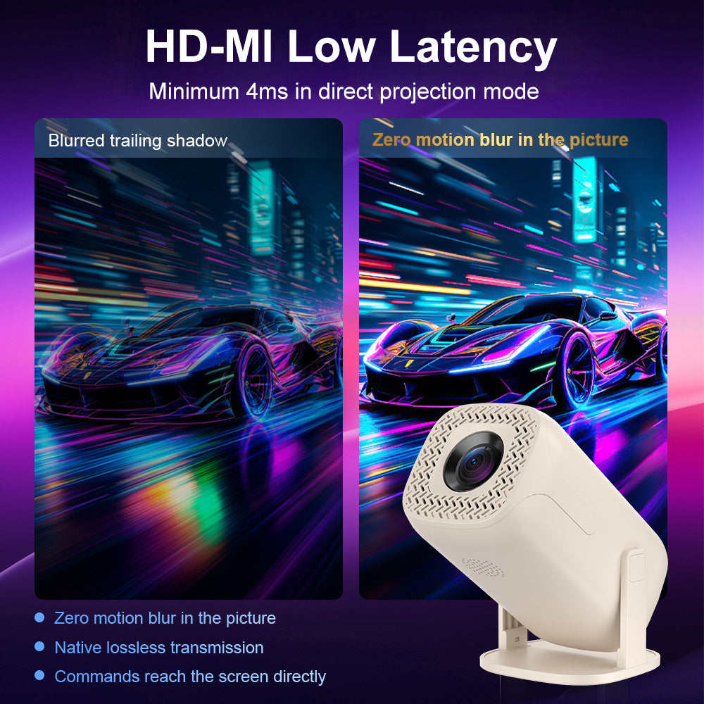 V5 Smart Video Projector Android 14 Automatic Keystone Correction WiFi / Bluetooth-compatible Mini Home Theater, 1+8GB