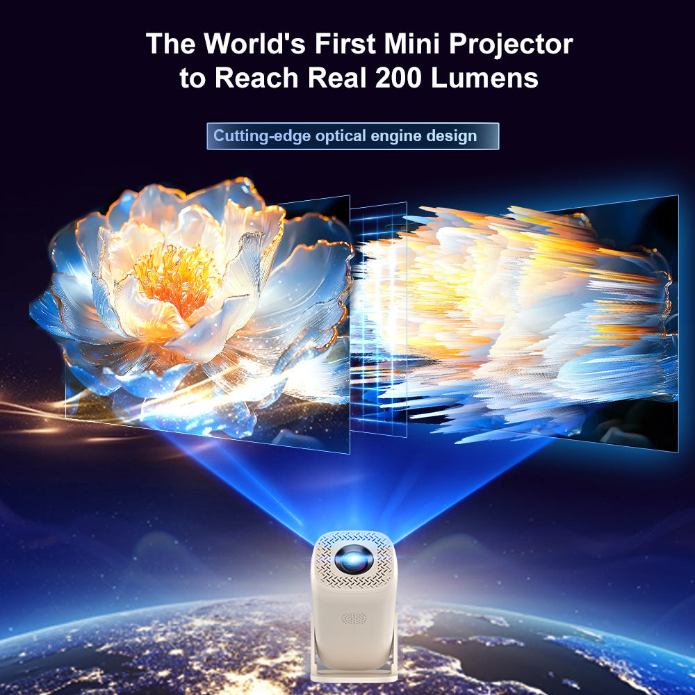 V5 Smart Video Projector Android 14 Automatic Keystone Correction WiFi / Bluetooth-compatible Mini Home Theater, 1+8GB