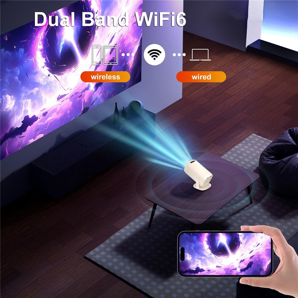 V2-Collita Mini Projector Allwinner H135 Android 14.0 200 Lumens HD 4K Support 180° Projection for Home Entertainment