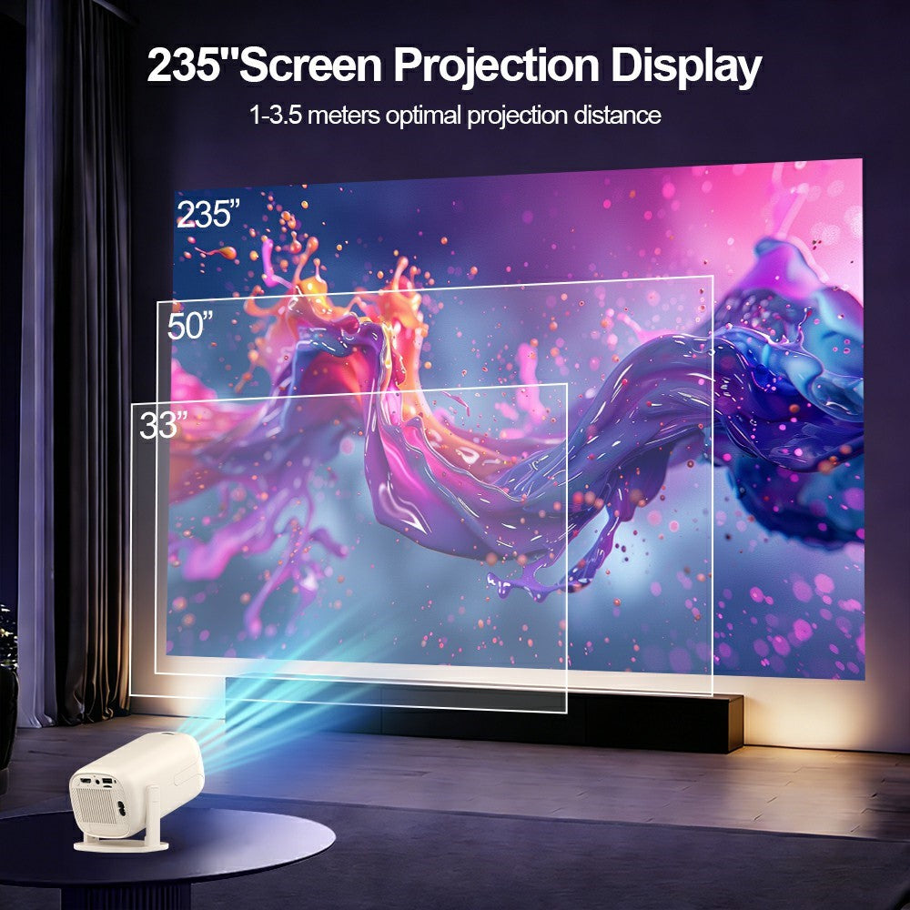V2-Collita Mini Projector Allwinner H135 Android 14.0 200 Lumens HD 4K Support 180° Projection for Home Entertainment