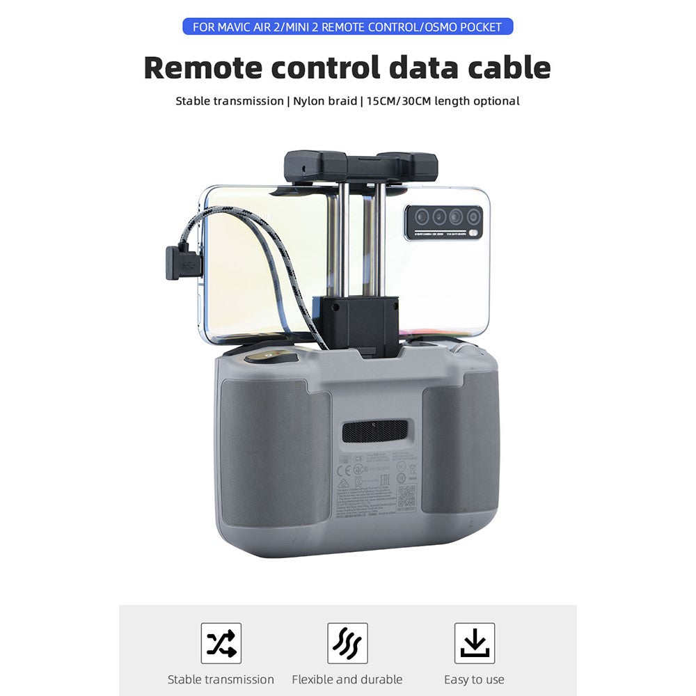 EWB8463 15cm Remote Control Data Wire Nylon Braided for DJI Mavic Air 2/Mini 2/Pocket 2/Osmo Pocket