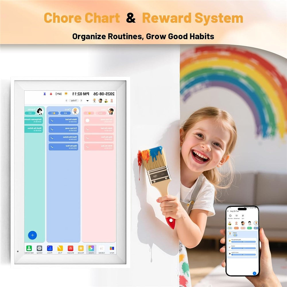 15,6 Zoll Smart Home Planungs-Touchdisplay – Digitaler Familienkalender & Organisationszentrum mit HD-Bildschirm zur Verwaltung von Terminen, Aufgaben und Familienplänen