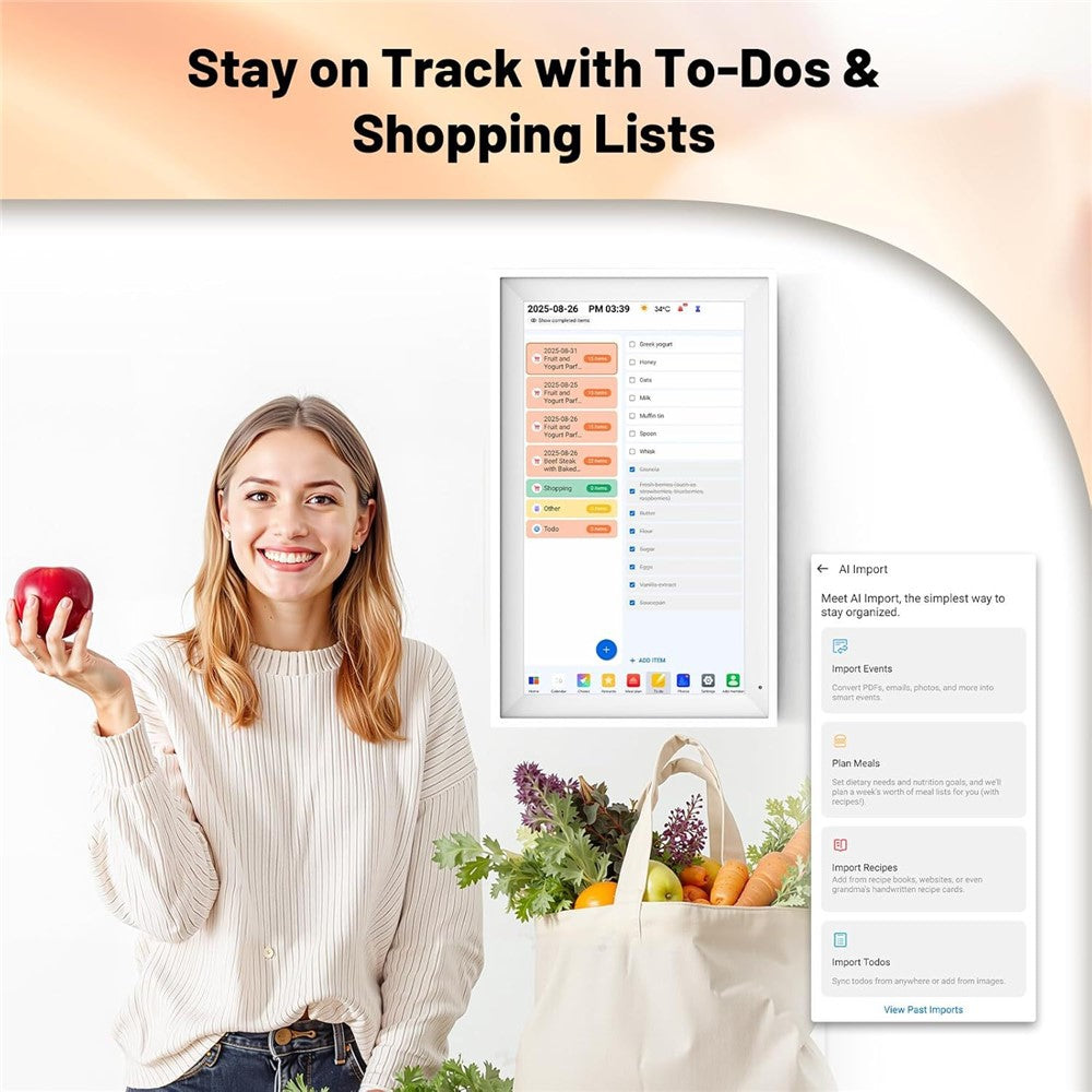 15,6 Zoll Smart Home Planungs-Touchdisplay – Digitaler Familienkalender & Organisationszentrum mit HD-Bildschirm zur Verwaltung von Terminen, Aufgaben und Familienplänen