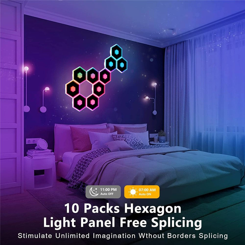G01 3Pcs Tuya WiFi Version Bluetooth-compatible Smart Hexagon Light Panels RGB LED Wall Lights App Control Music Sync Wall Lamp Panel Kit for Bedroom Gaming Room