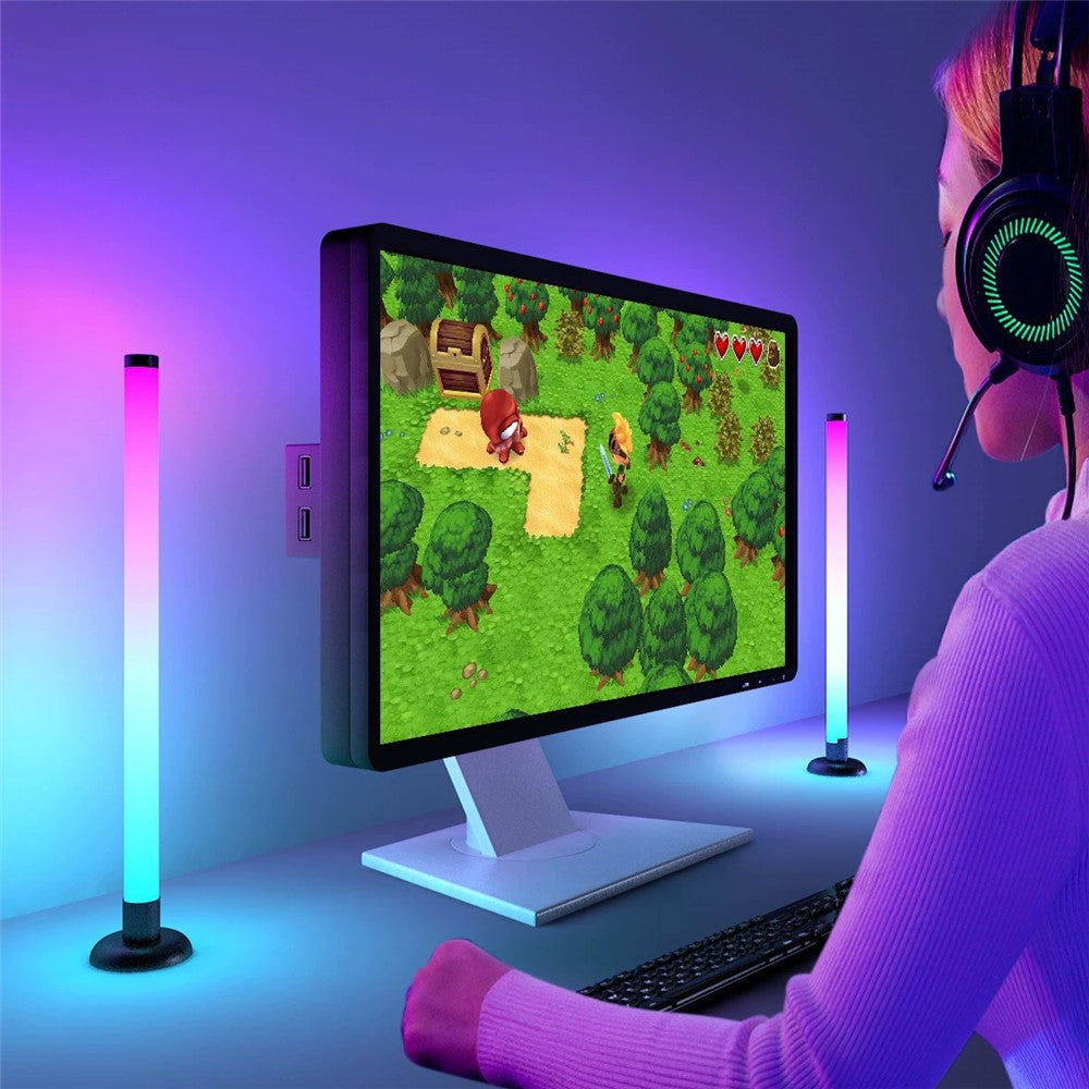 SAL061 2Pcs 360 Degree RGB LED Desk Ambient Light Bar Tuya WiFi Bluetooth-compatible Music Sync Atmosphere Lamp for Gaming