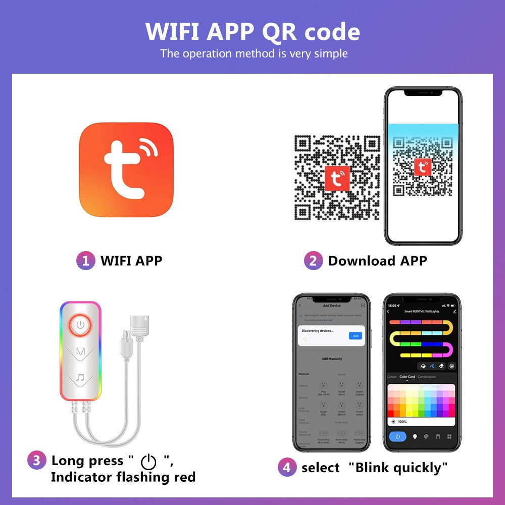 DIY024 9Pcs Tuya WiFi Smart Atmosphere Wall Lights Bluetooth-compatible DIY Modular RGBIC LED Music Sync APP Control Ambient Lamp