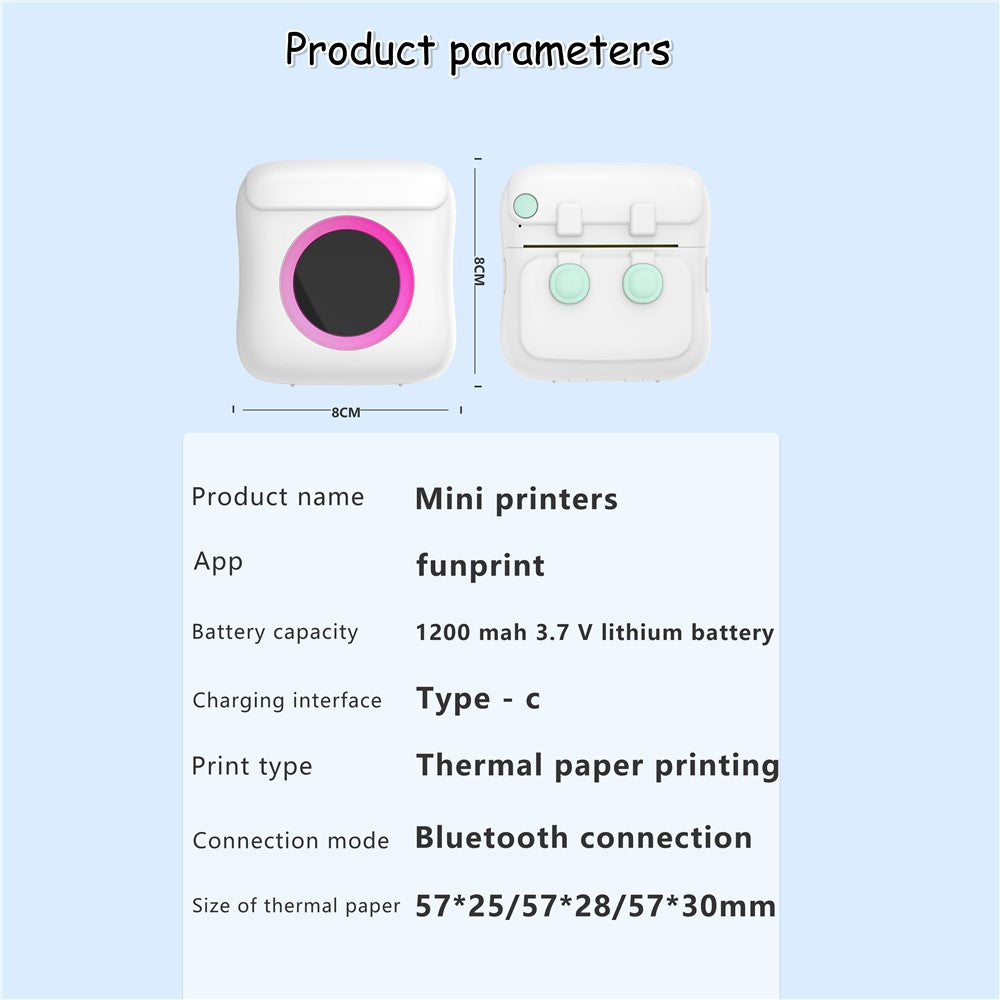 C22 Pocket Printer Bluetooth-compatible Inkless Mini Sticker Printer Colorful Atmosphere Light