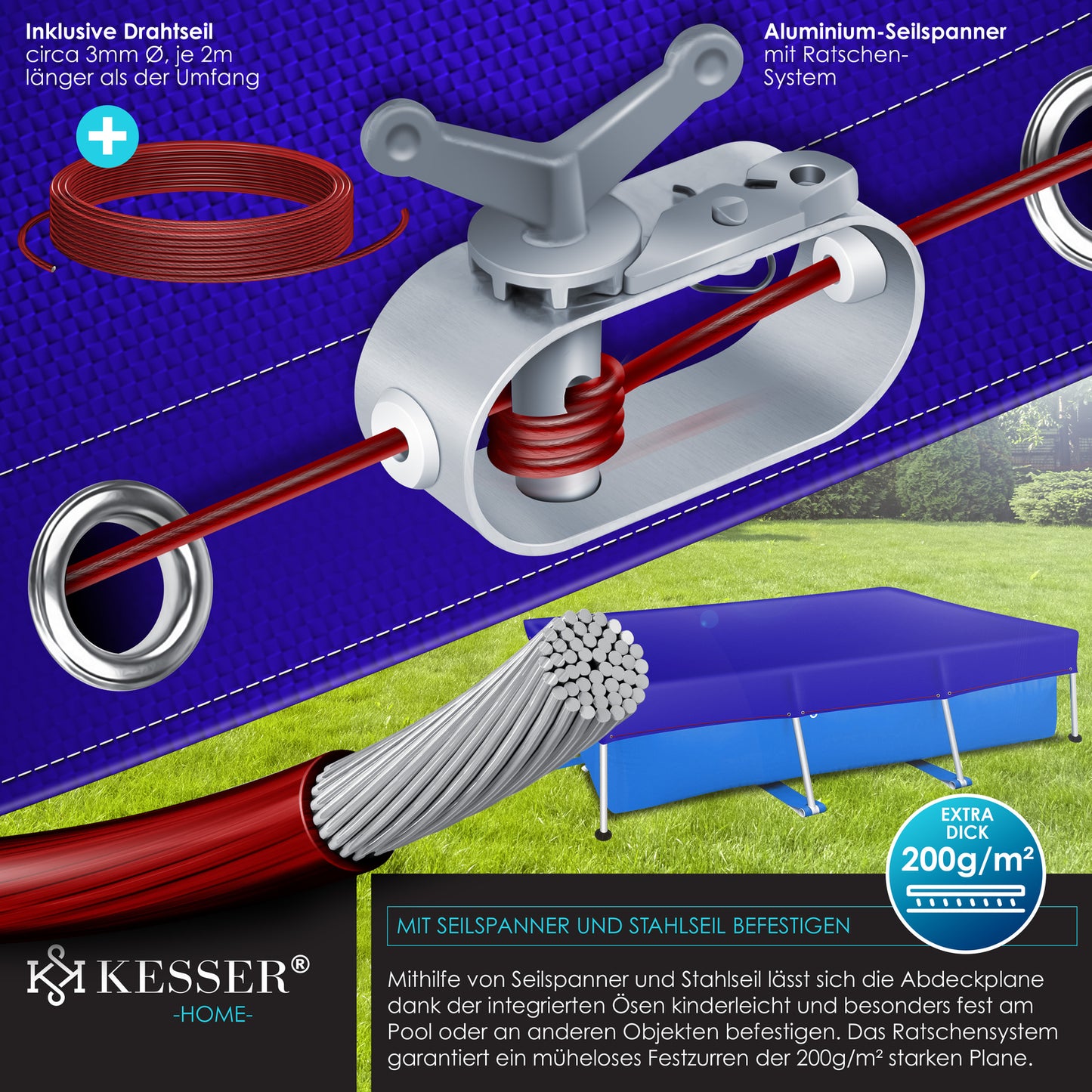 KESSER® Solar Poolabdeckung Pool Abdeckplane Abdeckung Solar Plane Solarfolie