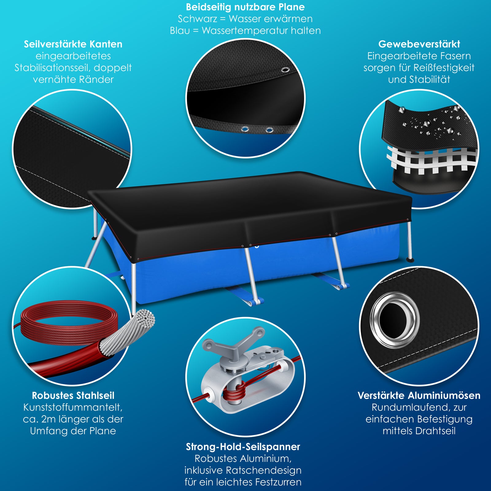 KESSER® Solar Poolabdeckung Pool Abdeckplane Abdeckung Solar Plane Solarfolie